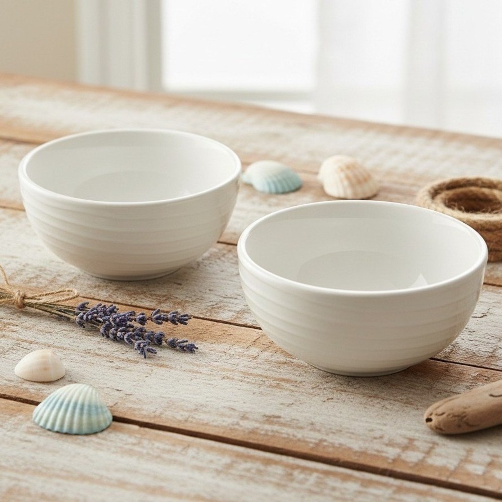Pier 1 Ashlee White 2 Soup Cereal Bowls Earthenware Turkey Discontinued